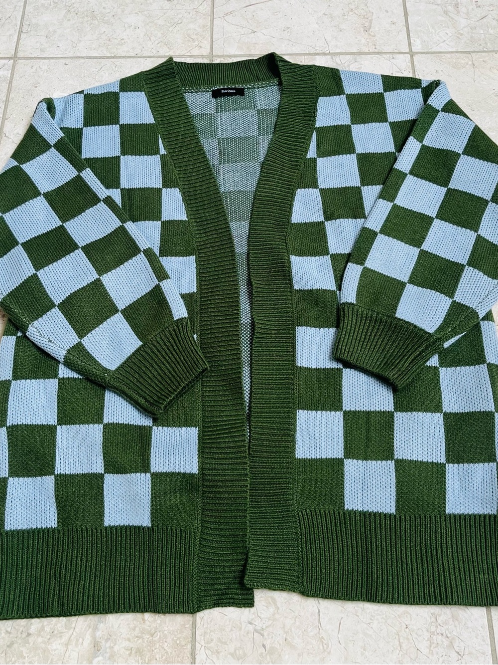 Greene & Light Blue Checkered Cardigan Sweater